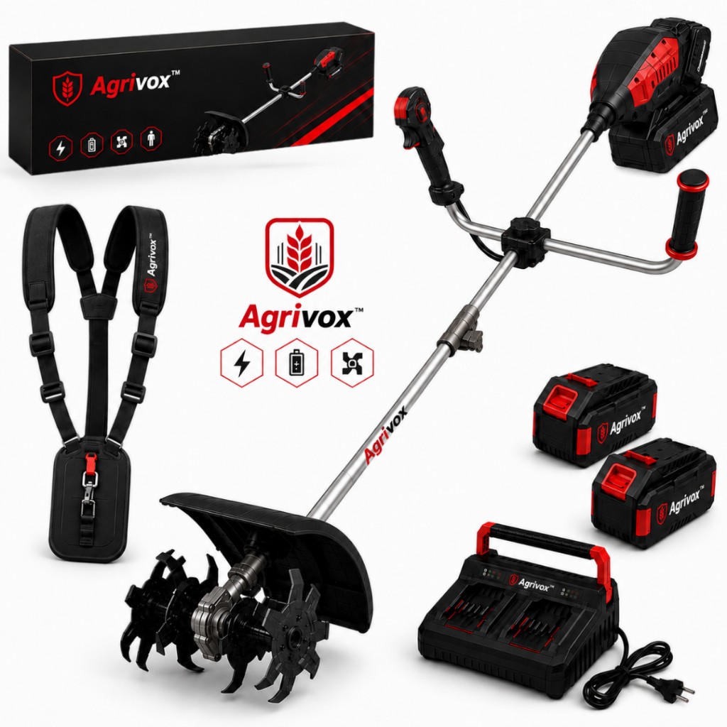 Agrivox™ cordless electric tiller 1500W with dual 48V batteries